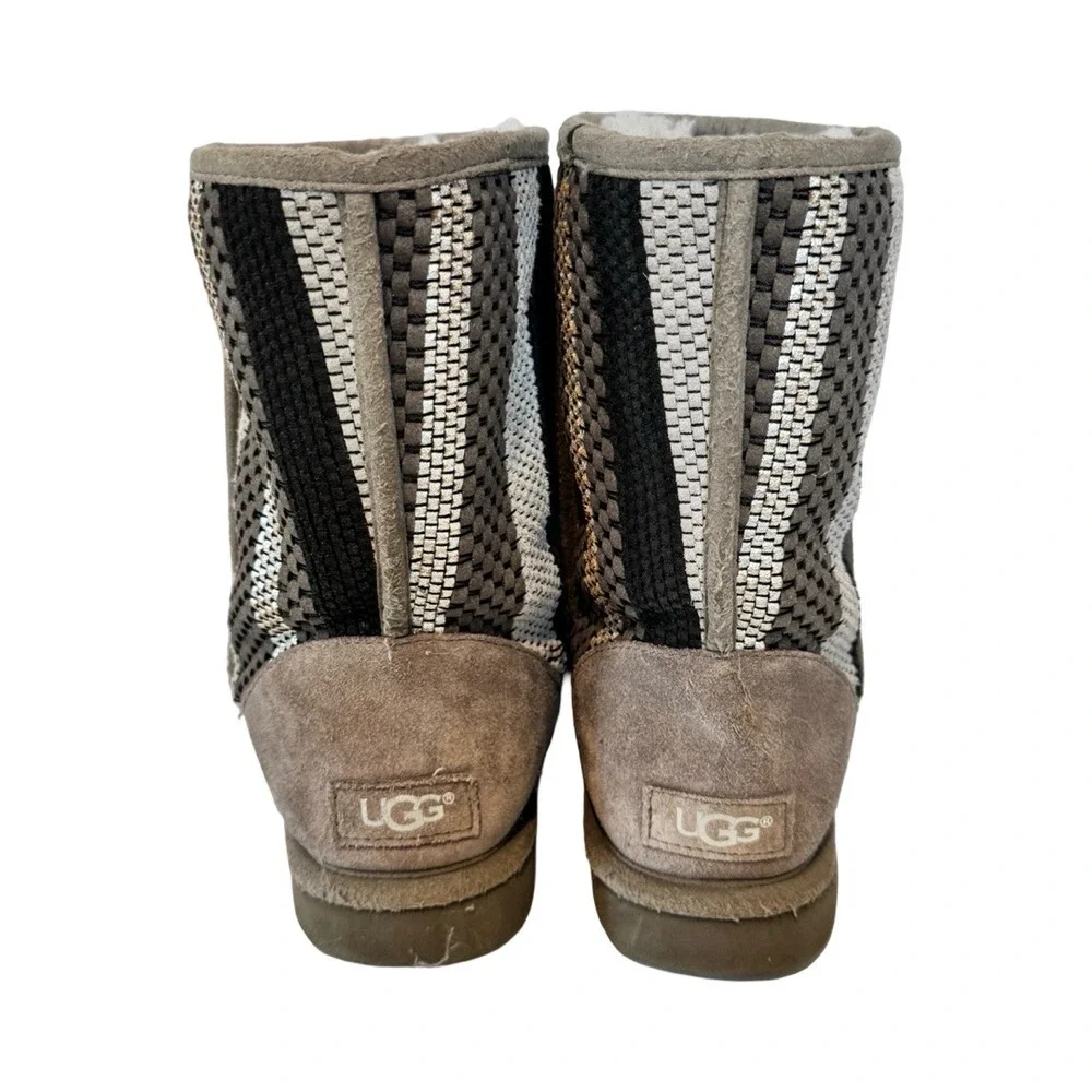 UGG Women's Classic Short Woven Suede Gray Boot 1010551 Size 8